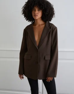 Maiwa Textured Tailoring Blazer in Brown