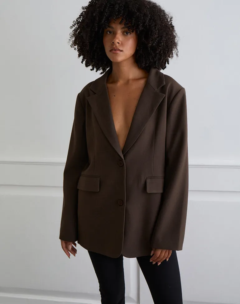 Maiwa Textured Tailoring Blazer in Brown