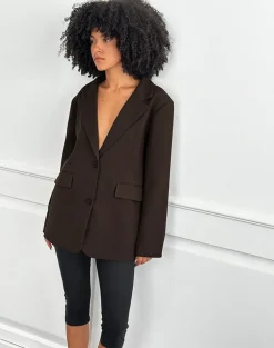 Maiwa Textured Tailoring Blazer in Brown