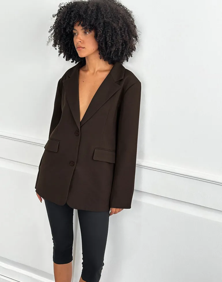 Maiwa Textured Tailoring Blazer in Brown