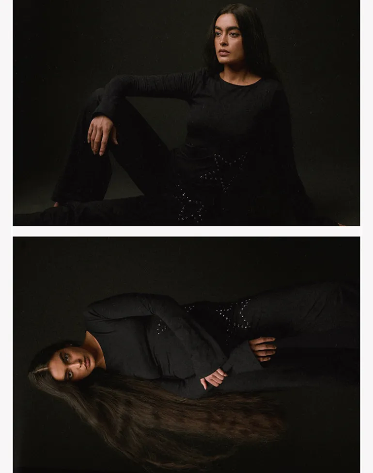 Malakai Long Sleeve Top in Star Stud Black