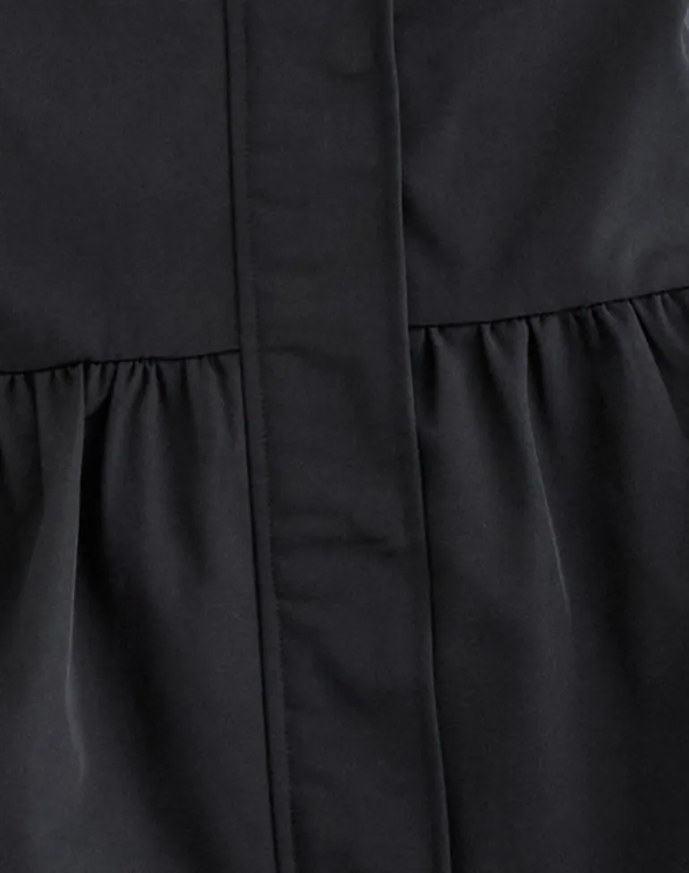Malcari Peplum Nylon Jacket in Black