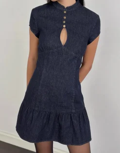 Manama Mini Dress in Chambray Indigo