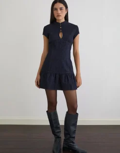 Manama Mini Dress in Chambray Indigo