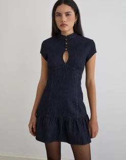 Manama Mini Dress in Chambray Indigo