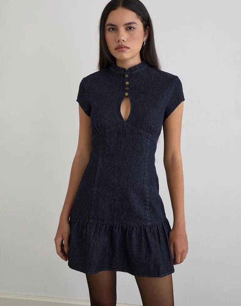 Manama Mini Dress in Chambray Indigo
