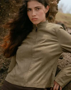Mandy Jacket in Faux Suede Walnut