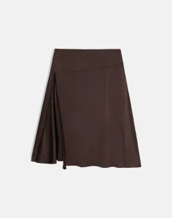 Manyala Midi Skirt in Satin Dark Brown