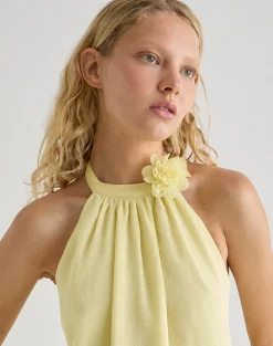 Margaux Mini Dress in Chiffon Lemon