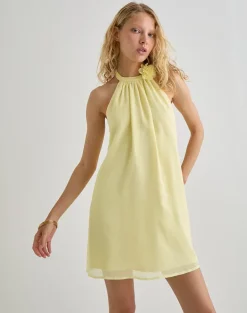 Margaux Mini Dress in Chiffon Lemon