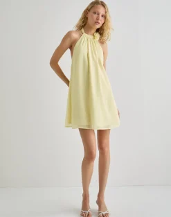 Margaux Mini Dress in Chiffon Lemon