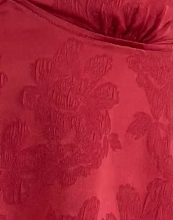 Marinda Top in Satin Jacquard Burgundy