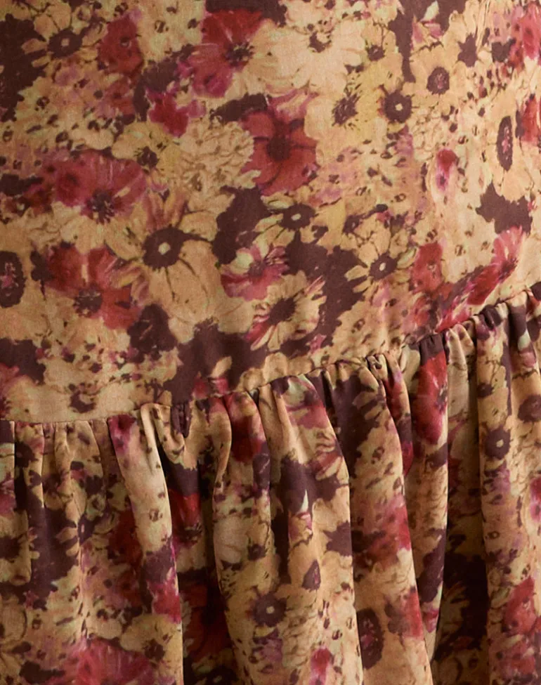 Marja Cami Mini Dress in Chiffon Rusty Flower