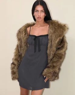 Martina Mini Dress in Chiffon Slate