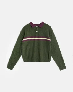 Marvina Jumper in Knit Green with Yellow Stripe