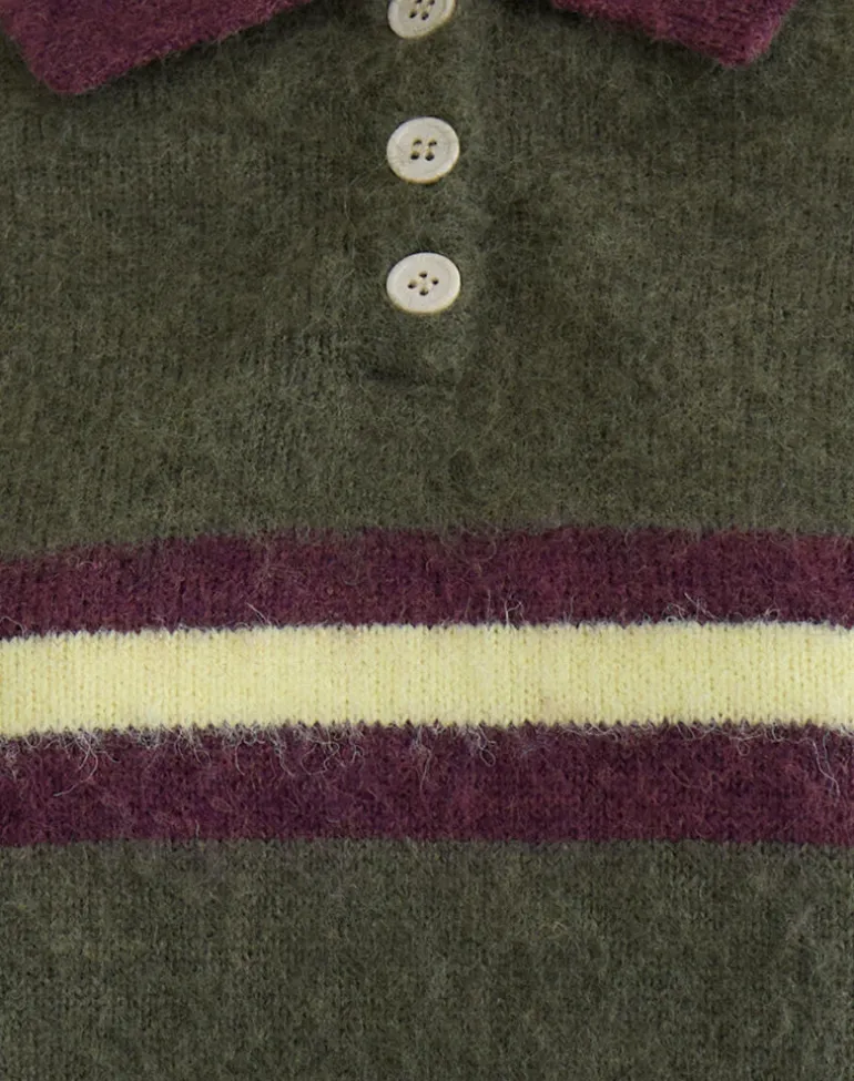 Marvina Jumper in Knit Green with Yellow Stripe