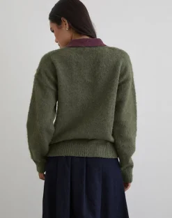 Marvina Jumper in Knit Green with Yellow Stripe