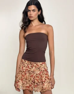 Masama Frill Mini Skirt in Chiffon Rusty Flower