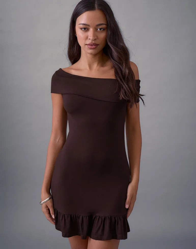 Maufa Mini Dress in Jersey Bitter Chocolate