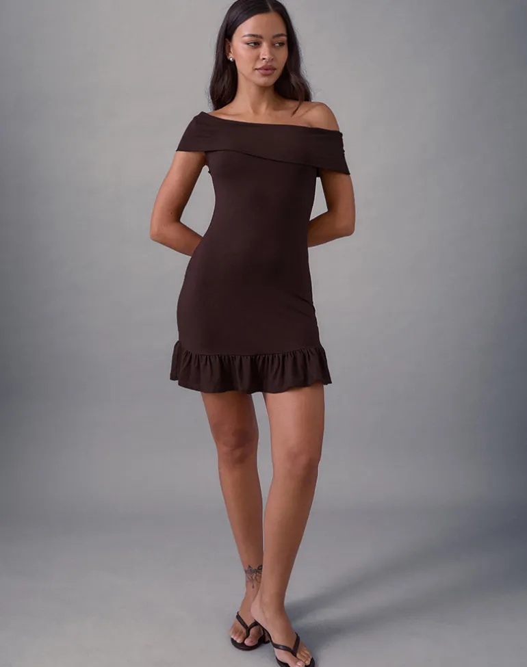 Maufa Mini Dress in Jersey Bitter Chocolate