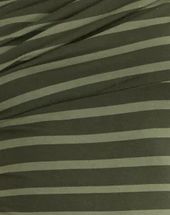 Mausari Mini Dress in Wide Stripe Green