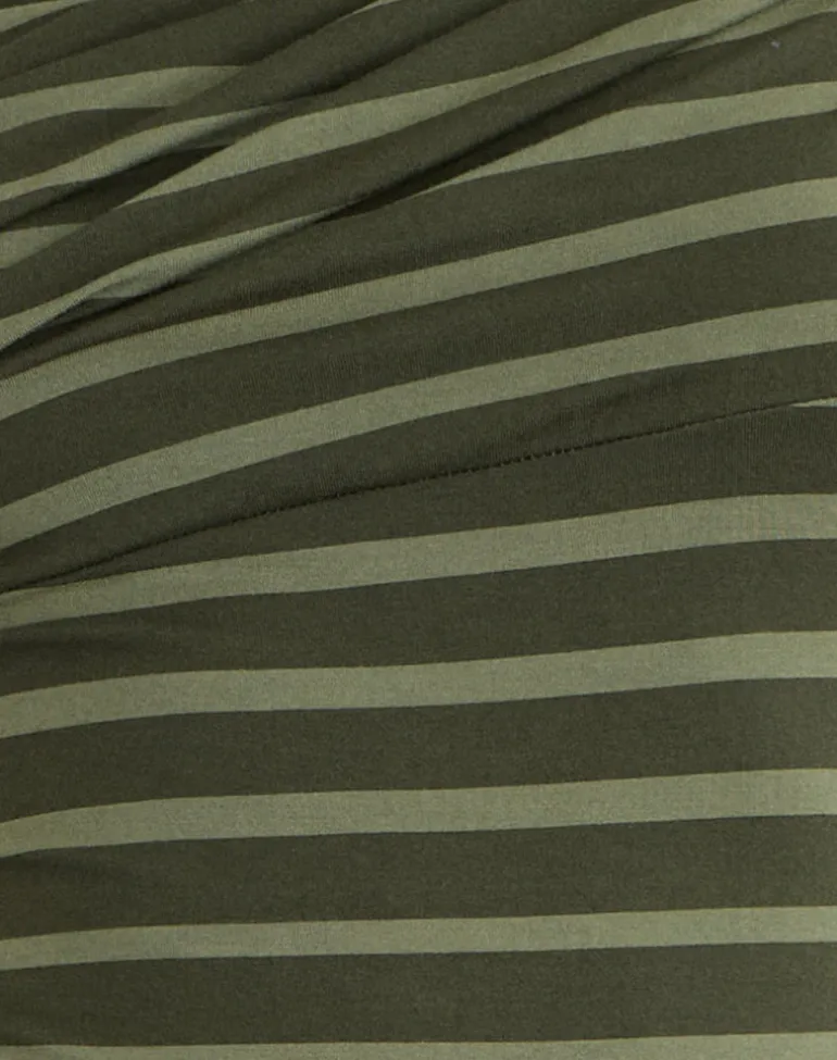 Mausari Mini Dress in Wide Stripe Green