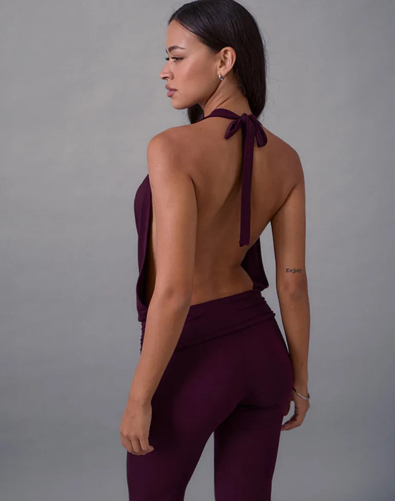 Mayla Backless Jumpsuit in Fig