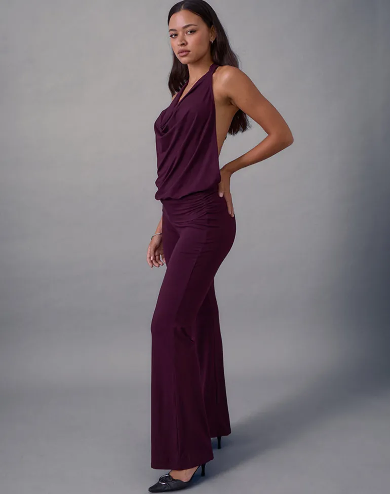 Mayla Backless Jumpsuit in Fig