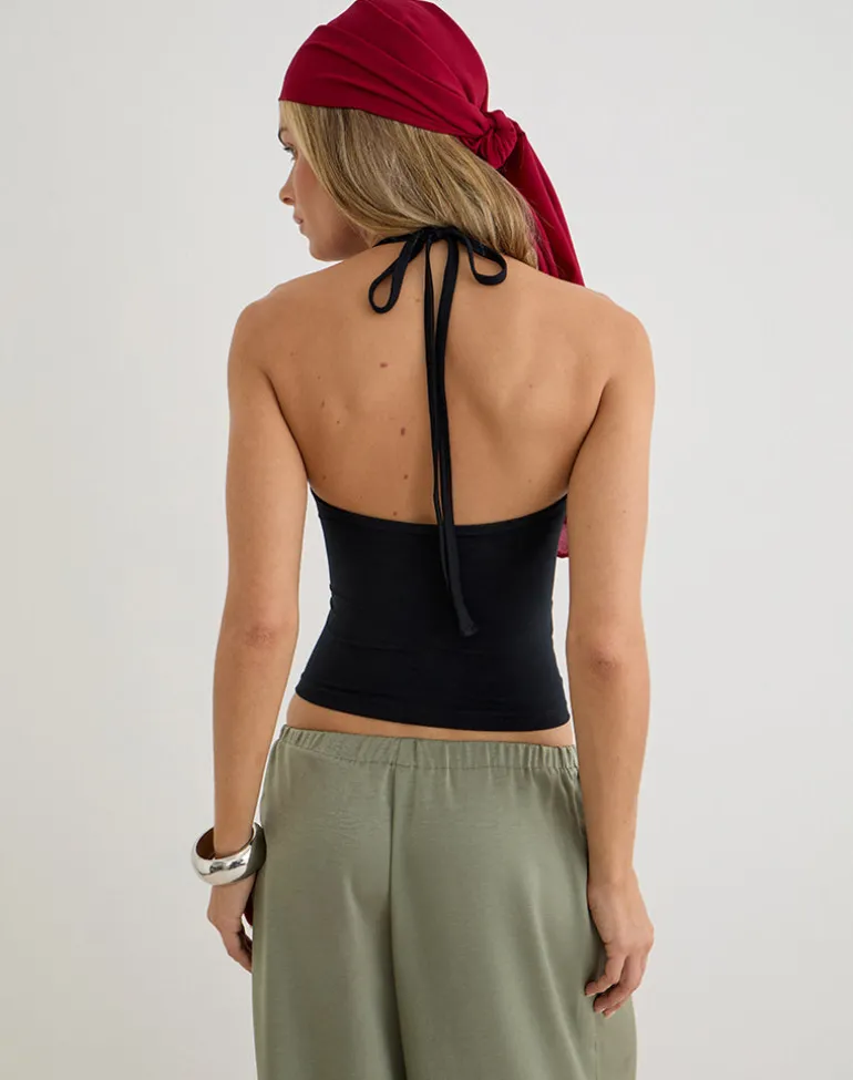 Mayoti Top in Rayon Jersey Black with Studs