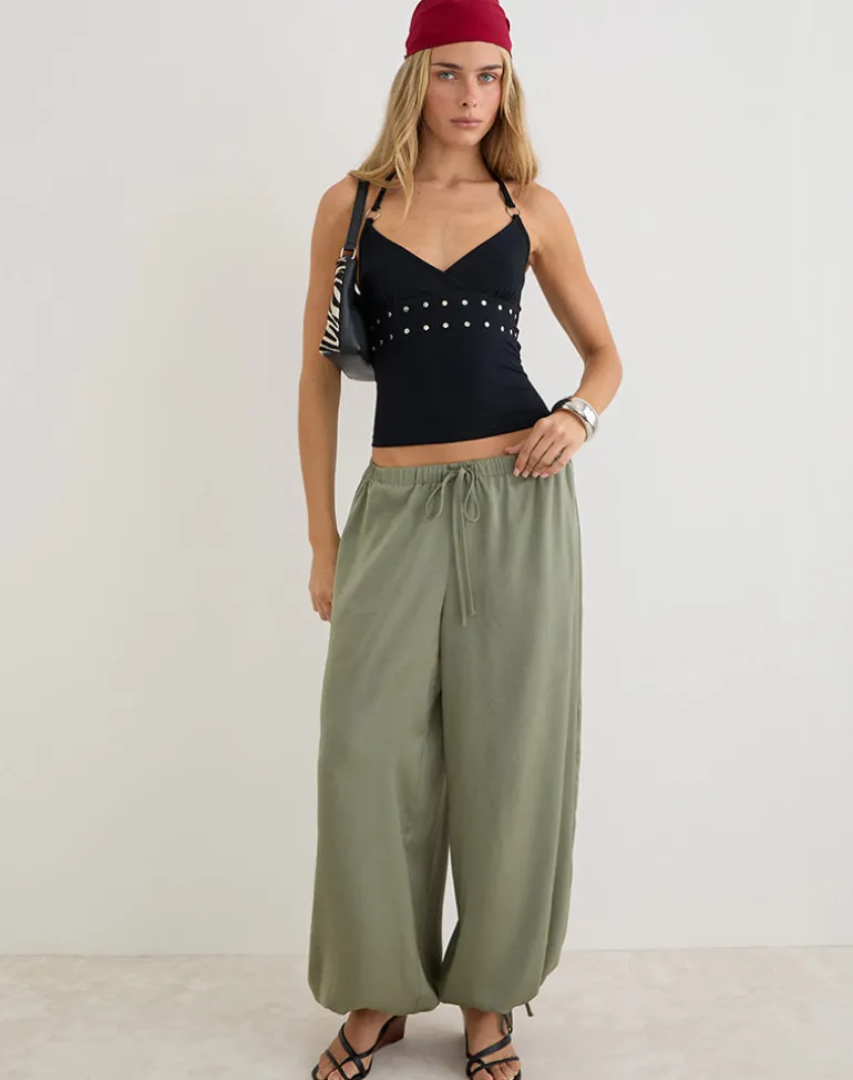 Mayoti Top in Rayon Jersey Black with Studs