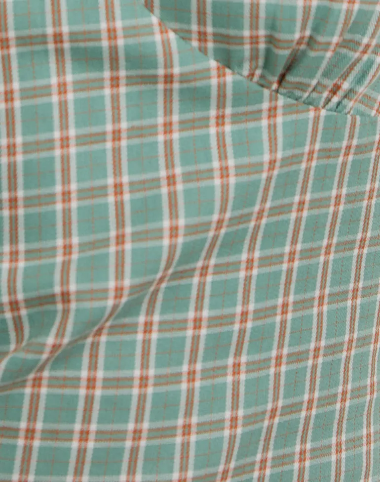 Medora Keyhole Mini Dress in Teal Check