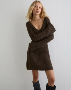 Meghan Mini Dress in Dark Chocolate