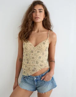 Merida Top in Winding Ivy Pale Yellow