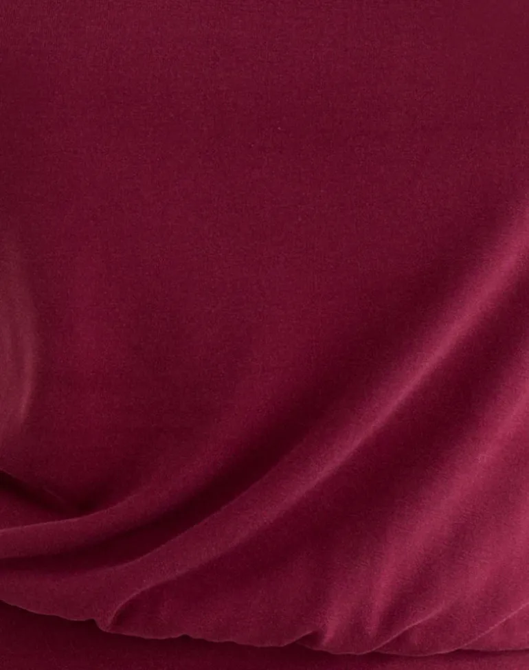 Miasa Backless Halterneck Top in Cupro Burgundy