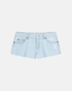 Micro Denim Hot Pant in Sun Bleach Blue