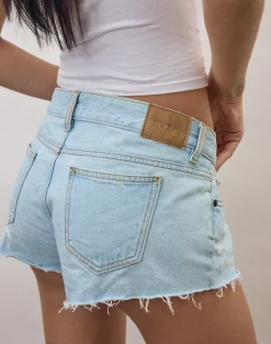 Micro Denim Hot Pant in Sun Bleach Blue