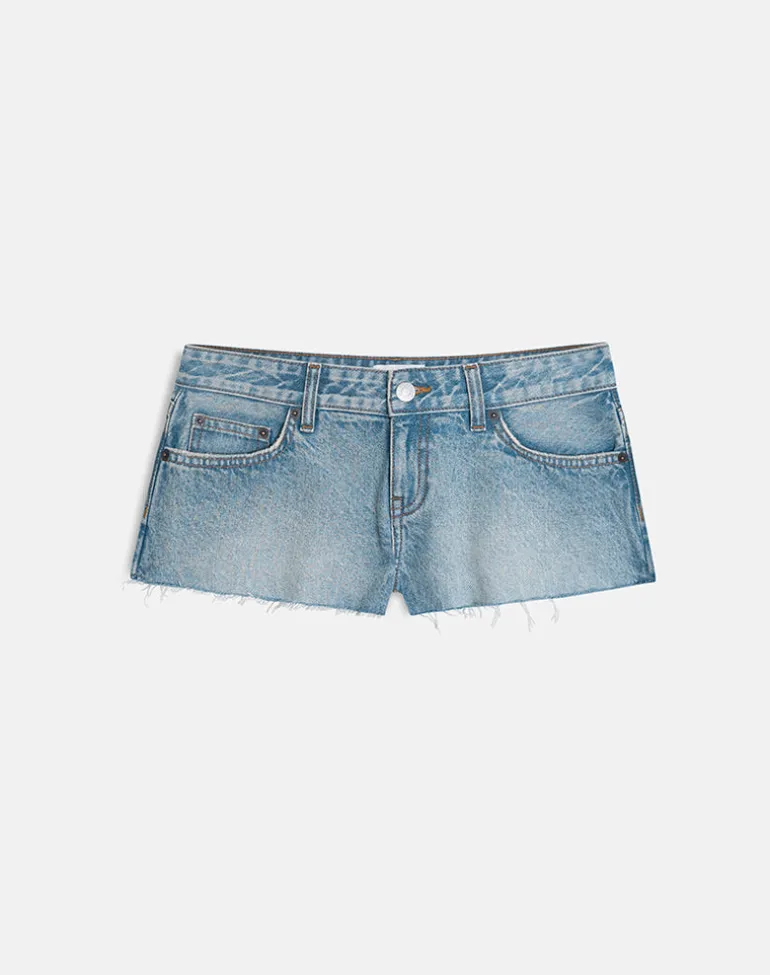 Micro Denim Hot Pant in Vintage Blue