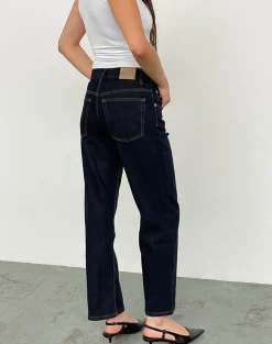 Mid Rise Awkward Parallel Jeans in Indigo