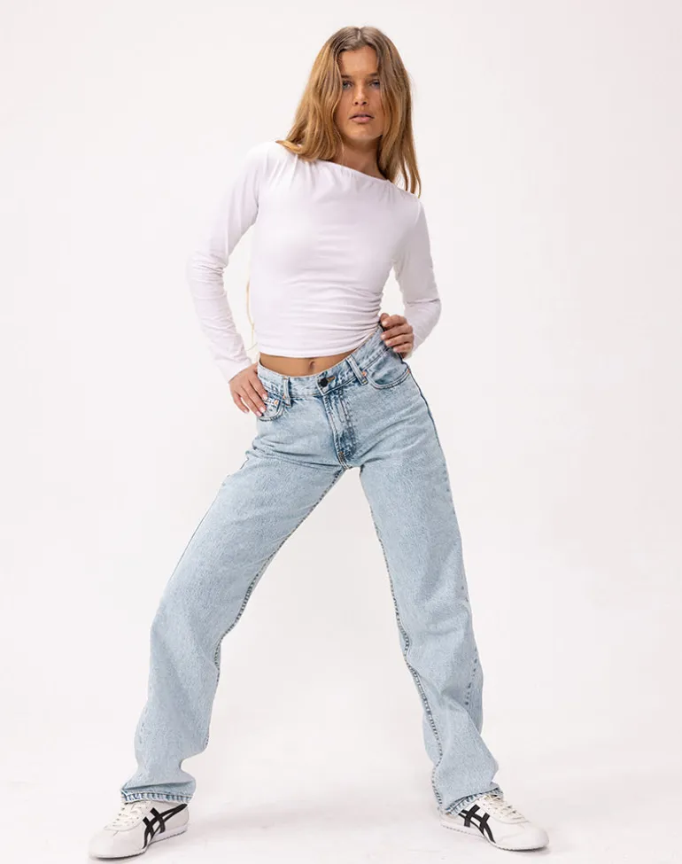 Mid Rise Slim Parallel Jeans in 80's Light Wash