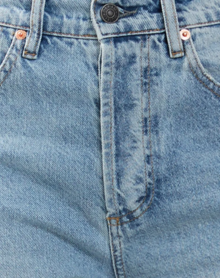 Mid Rise Straight Leg Cropped Jeans in Bleach Denim
