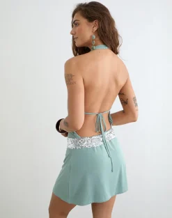 Miharu Mini Dress in Aqua Grey