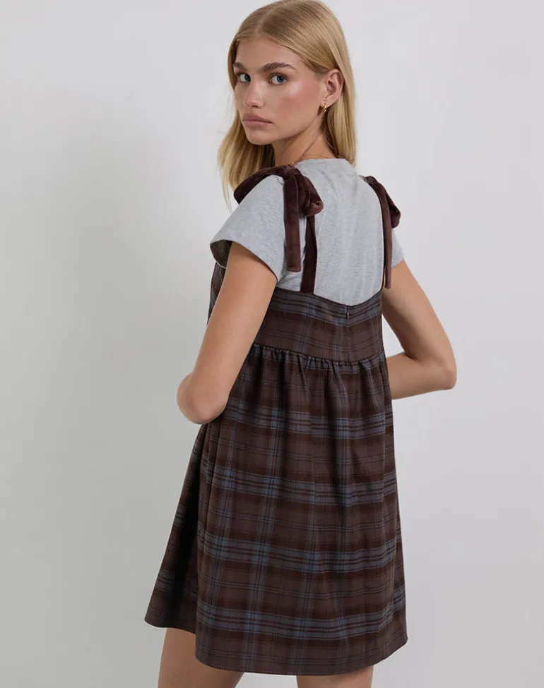 Mikayla Mini Dress in Burgundy and Blue Check