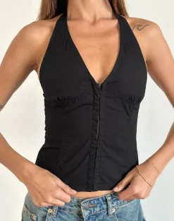 Miken Halterneck Vest Top in Black