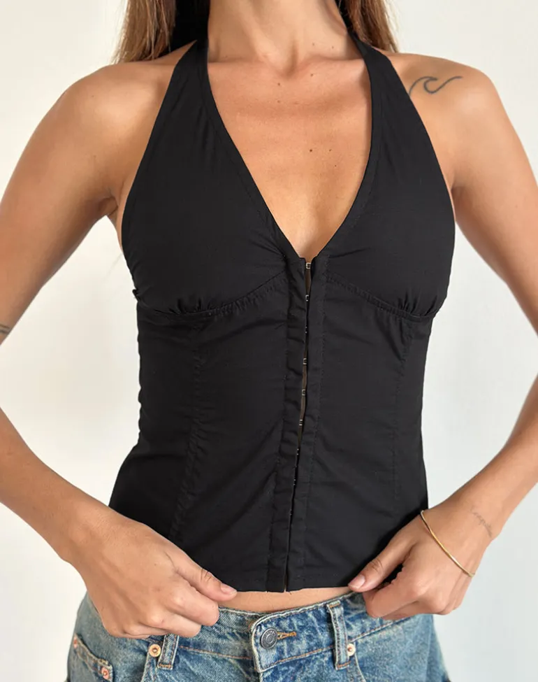 Miken Halterneck Vest Top in Black
