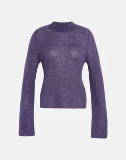 Miku Long Sleeve Top in Sheer Knit Purple