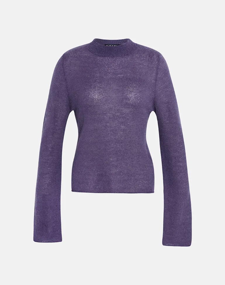 Miku Long Sleeve Top in Sheer Knit Purple