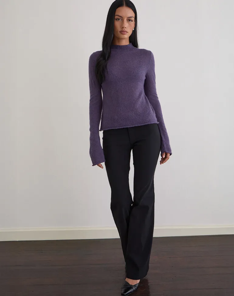 Miku Long Sleeve Top in Sheer Knit Purple