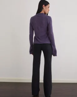 Miku Long Sleeve Top in Sheer Knit Purple