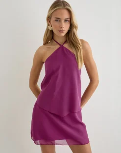 Milaya Mini Dress in Chiffon Berry