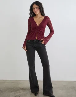 Milna Butterfly Top in Lace Maroon